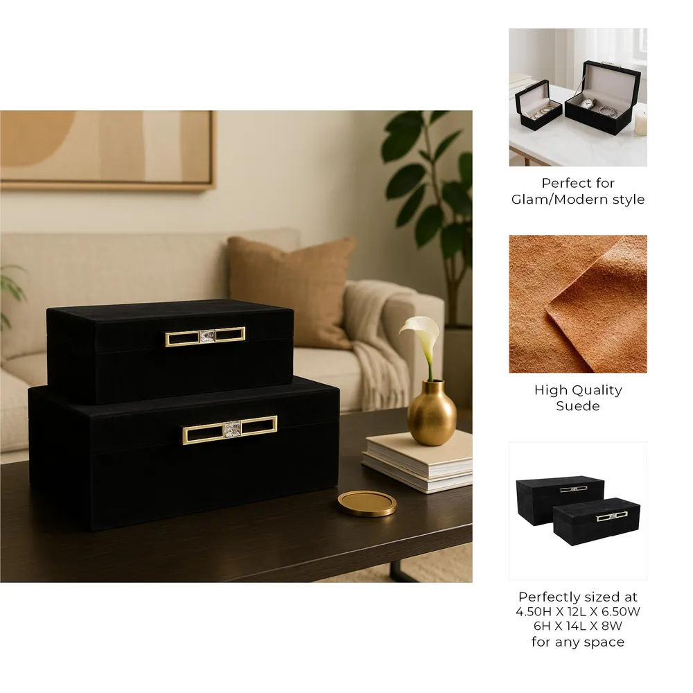 GRANLEYBURN SET OF 2 BLACK BOXES 6 (IN)