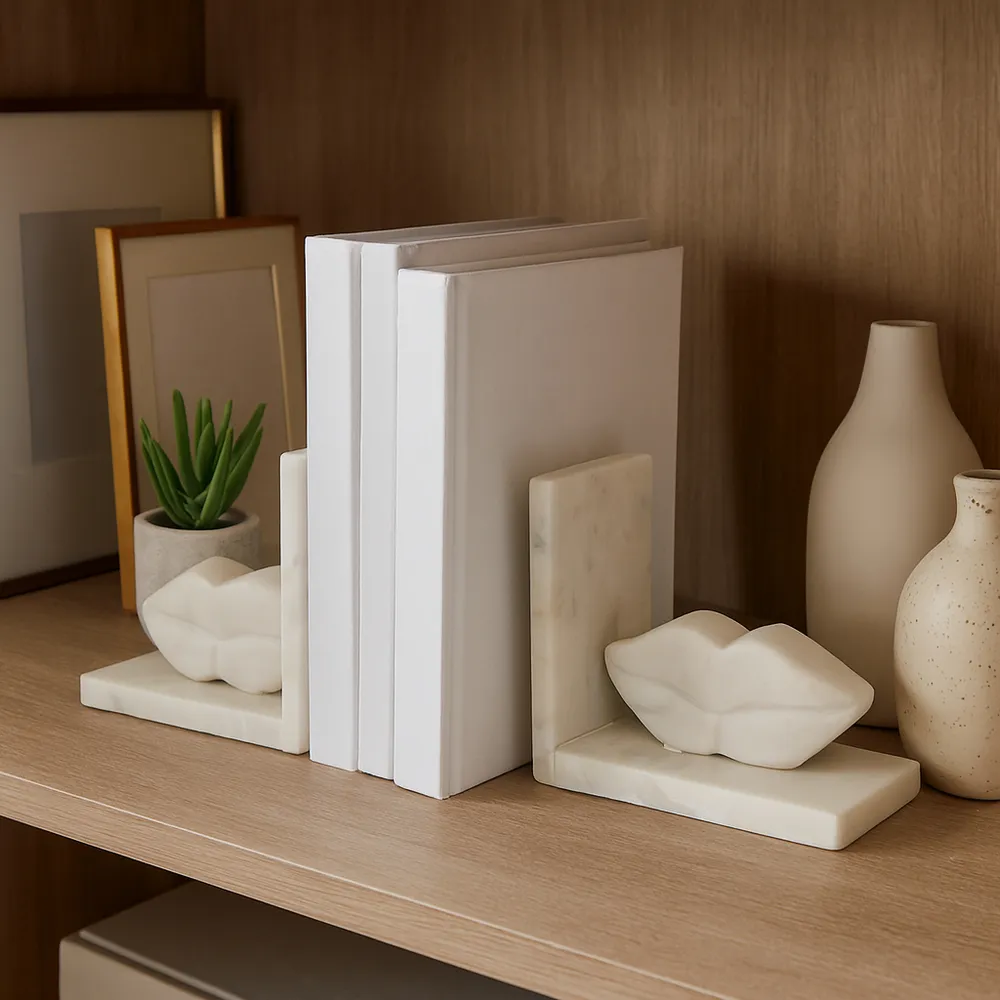SUTTONTON SET OF 2 WHITE BOOKENDS 5 (IN)