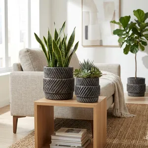 BELLCROSS SET OF 2 BLACK PLANTER 10 (IN) 11