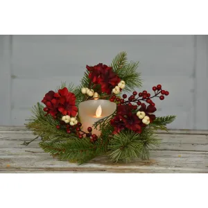 Holiday Hydrangea 4.5in Candle Ring 1