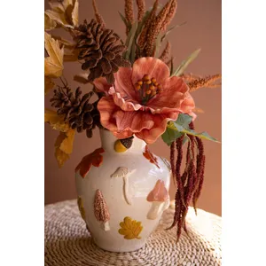Ceramic Leaves and Mushrooms Vase 1