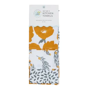 Icelandic Poppies Gold Cotton Kitchen Towels (Set of 3) 7