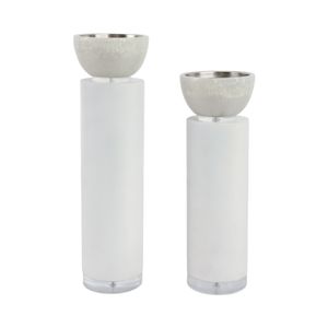 BECKETTWIND SET OF 2 WHITE CANDLE HOLDER 13 (IN) 1