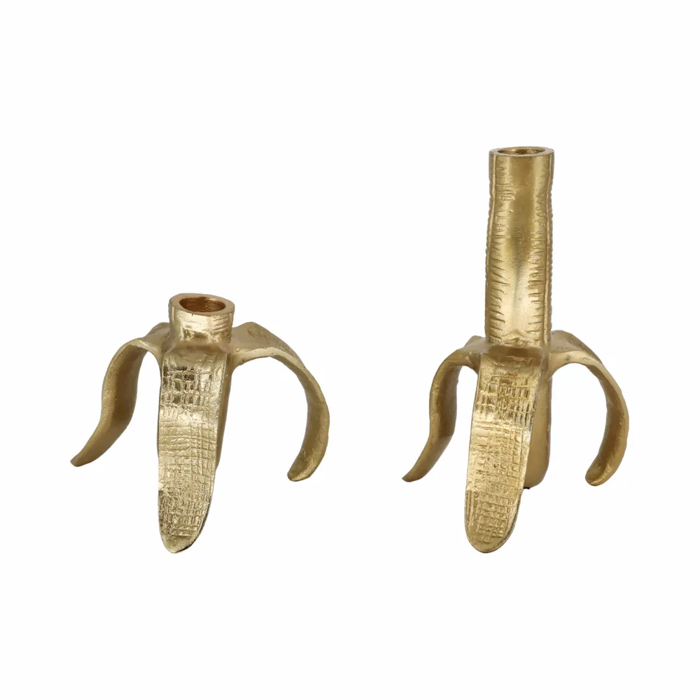 HAXTONGROVE SET OF 2 GOLD CANDLE HOLDER 7 (IN)