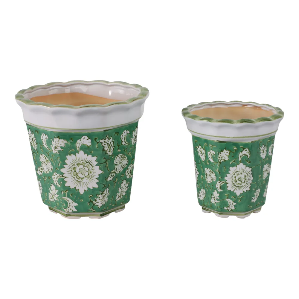AIDENRIDGE SET OF 2 GREEN PLANTER 8 (IN)