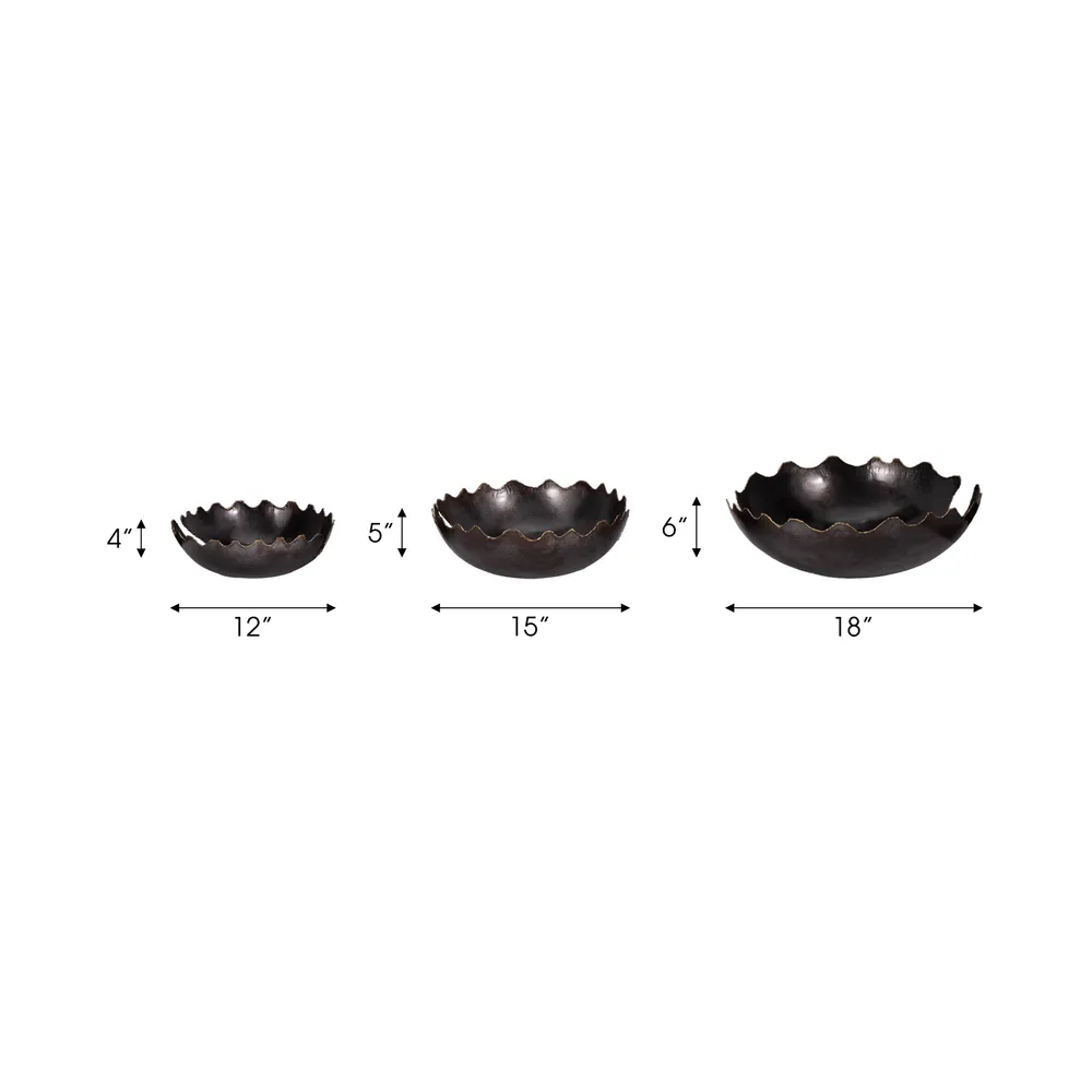 BRENTONSTONE SET OF 3 BLACK BOWLS 6 (IN)