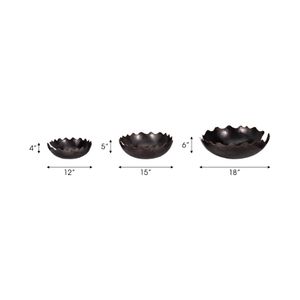 BRENTONSTONE SET OF 3 BLACK BOWLS 6 (IN) 9