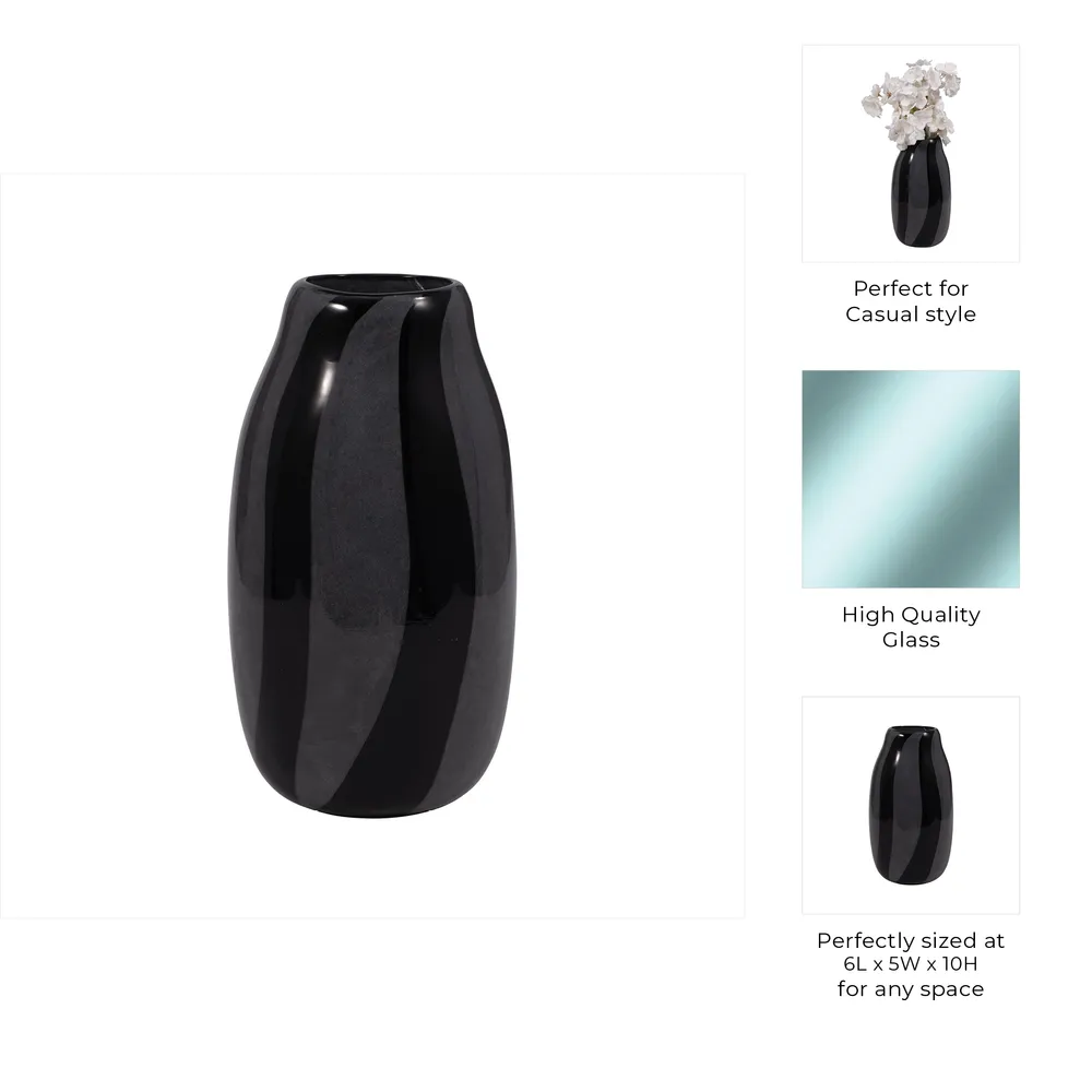 TARYNSHAW BLACK GLASS VASE 10 (IN)