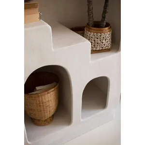 Textured Arched Shelving Unit with Stairs Detail 4