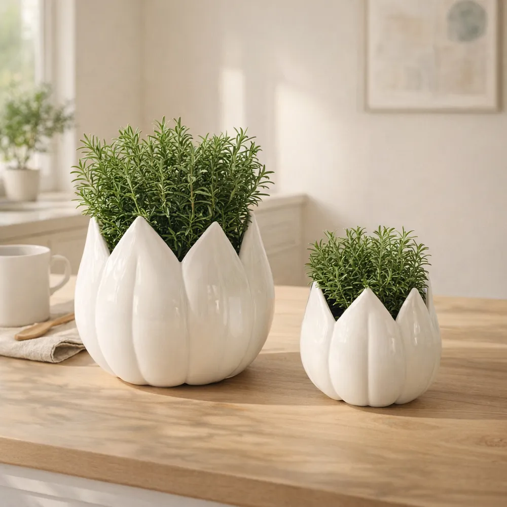 GENTRYWIND SET OF 2 WHITE PLANTER 8 (IN)