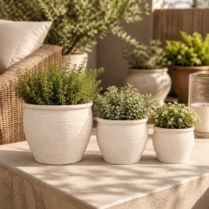 LUTHERHOLM SET OF 3 IVORY PLANTER 8 (IN) 2