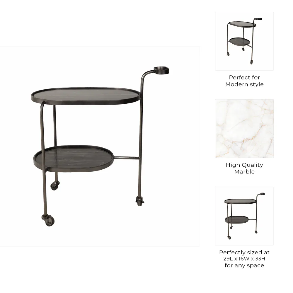COLINOAK GRAY BAR CART 33 (IN)
