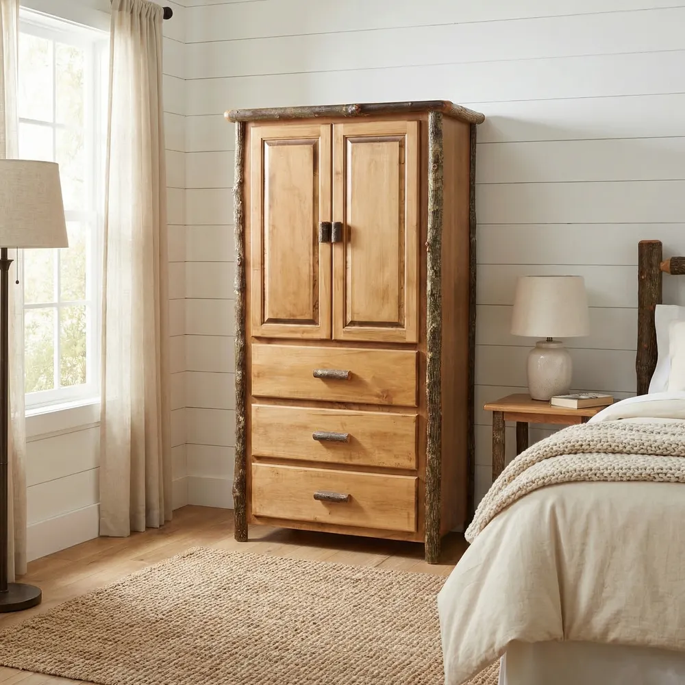 Hickory Log Three Drawer Armoire - Cinnamon - Standard Line