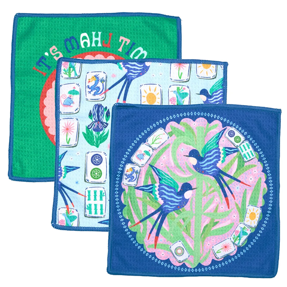 Mahjong Garden blu Eco Dish Cloth (Set of 3)