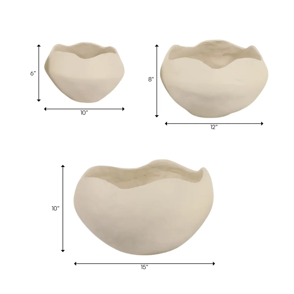 HOLLYSIDE SET OF 3 IVORY BOWLS 10 (IN)