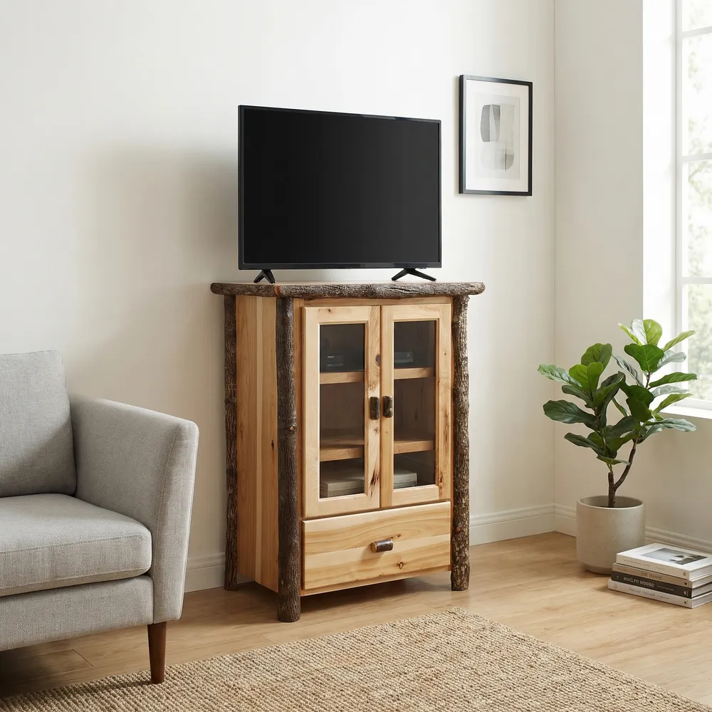 Hickory Log Media Cabinet - Slate