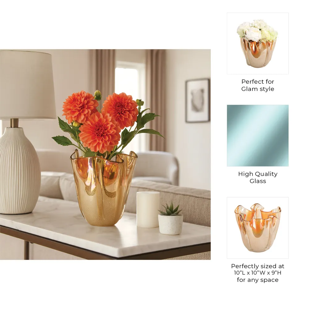 DAXTONROSE TAN GLASS VASE 9 (IN)