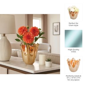 DAXTONROSE TAN GLASS VASE 9 (IN) 10