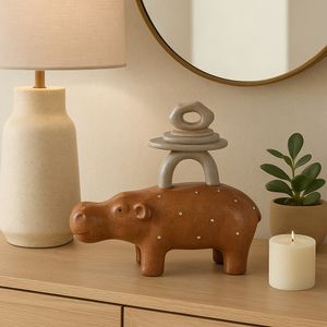 8" HIPPO WITH STACKED STONES, MULTI 12