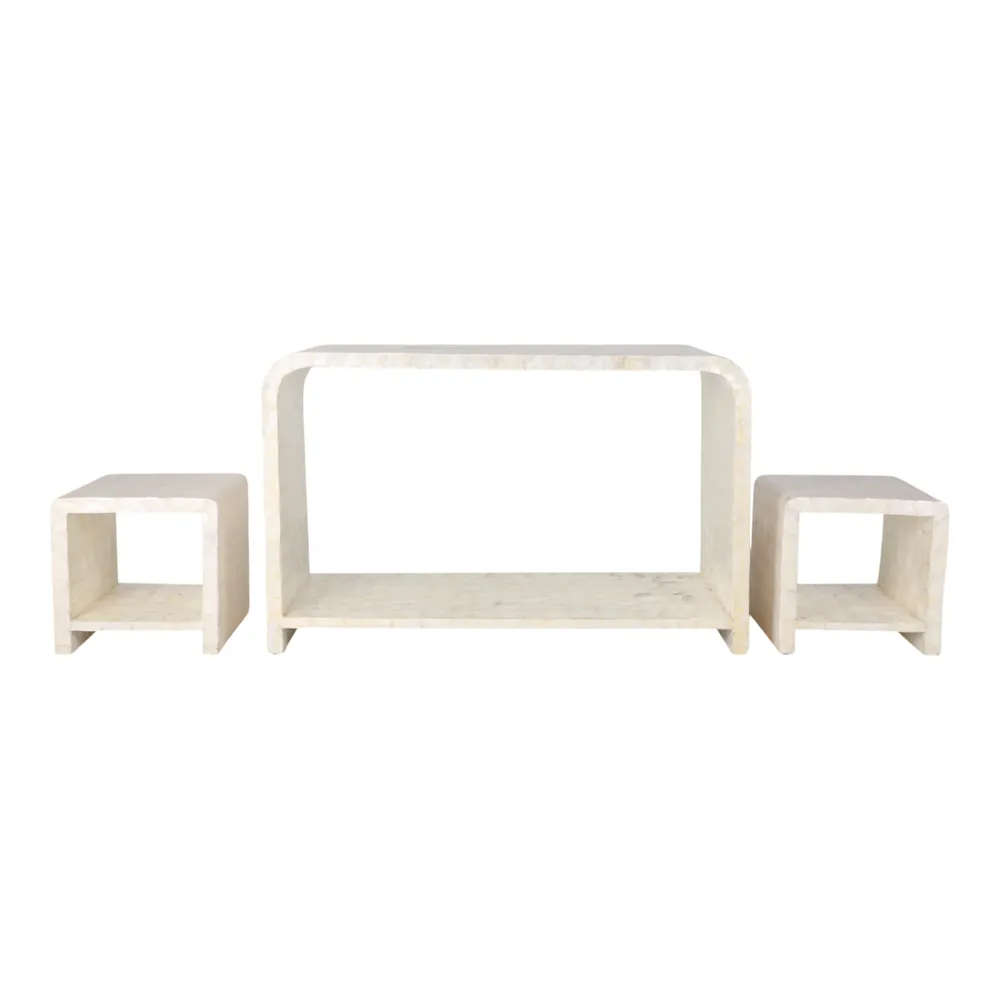 DERMOTHOLM SET OF 3 IVORY CONSOLES 47 (IN)