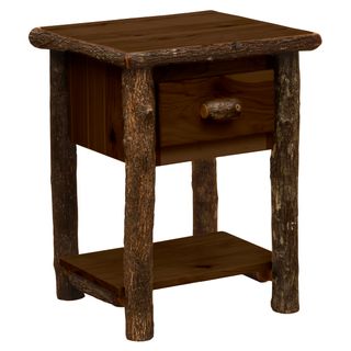 Hickory Log One Drawer End Table with Shelf - Espresso