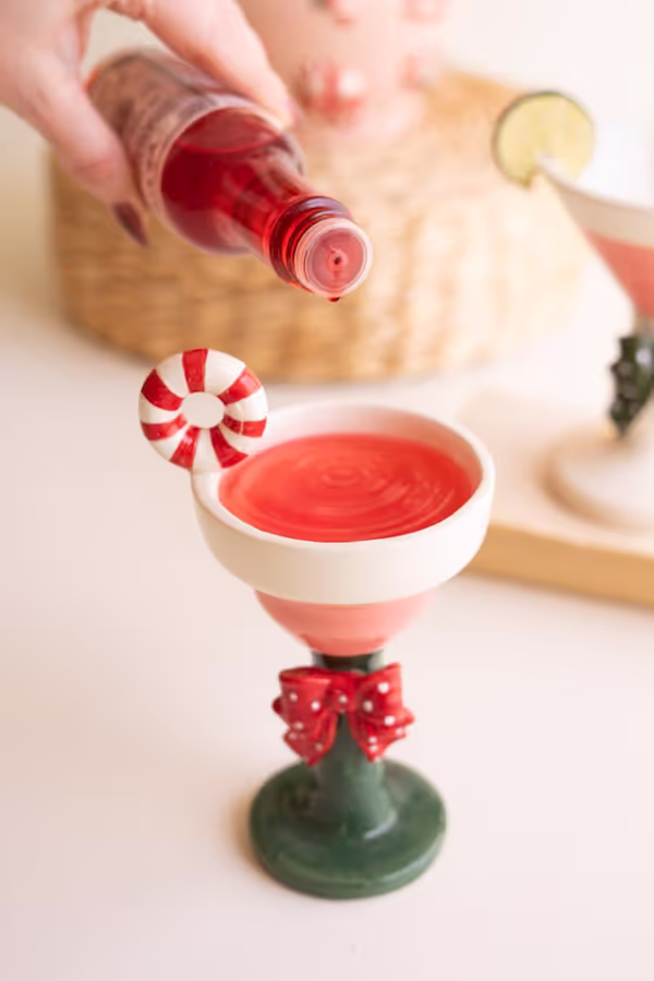 Set of 2 Novelty Ceramic Christmas Martini Glasses