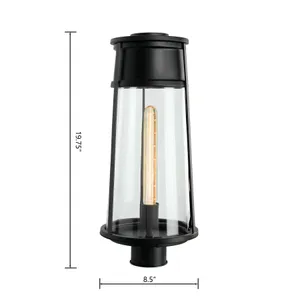 Cone 19.75'' High 1-Light Outdoor Post Light - Matte Black 2