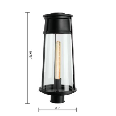 Cone 19.75″ High 1-Light Outdoor Post Light - Matte Black