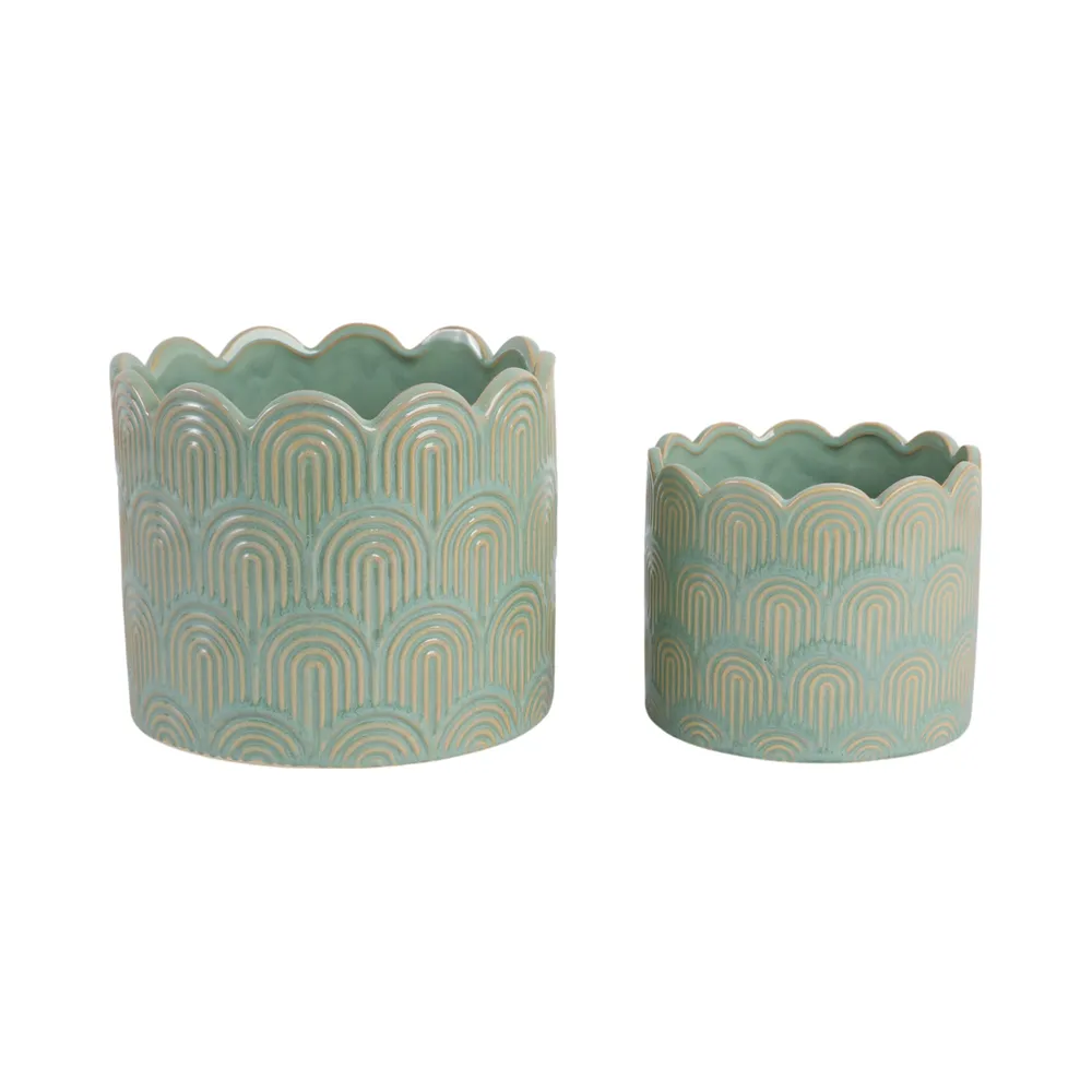 MORGANWIND SET OF 2 GREEN PLANTER 7 (IN)