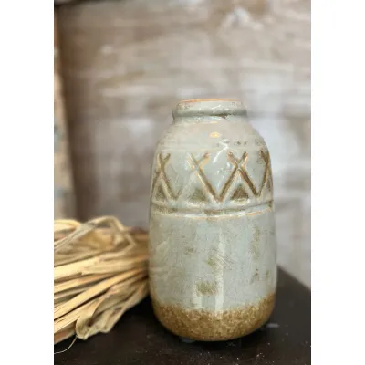 Tall Aztec Vase 3.5x6in