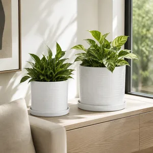 REEDBURN SET OF 2 WHITE PLANTER 11 (IN) 11