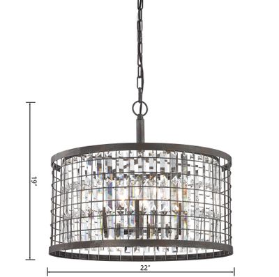 Nadina 22″ Wide 6-Light Chandelier - Silverdust Iron