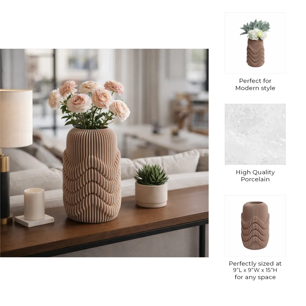 ARLENPORT TAN VASE 15 (IN)