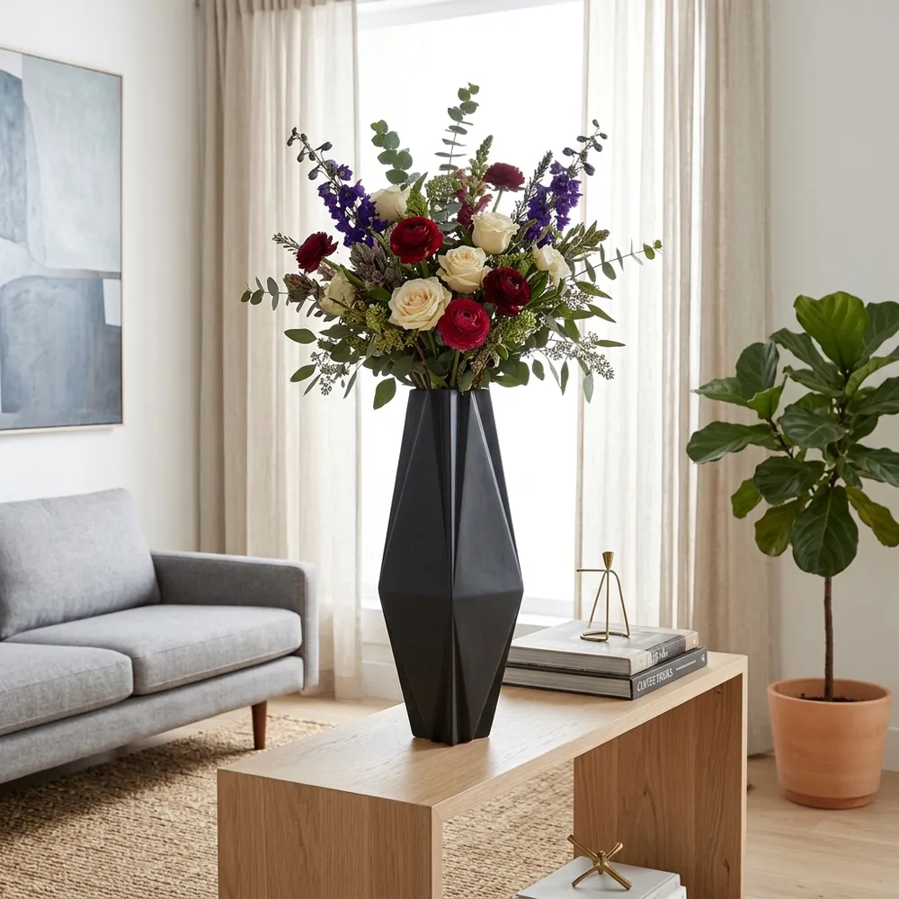 TARASIDE BLACK VASE 33 (IN)