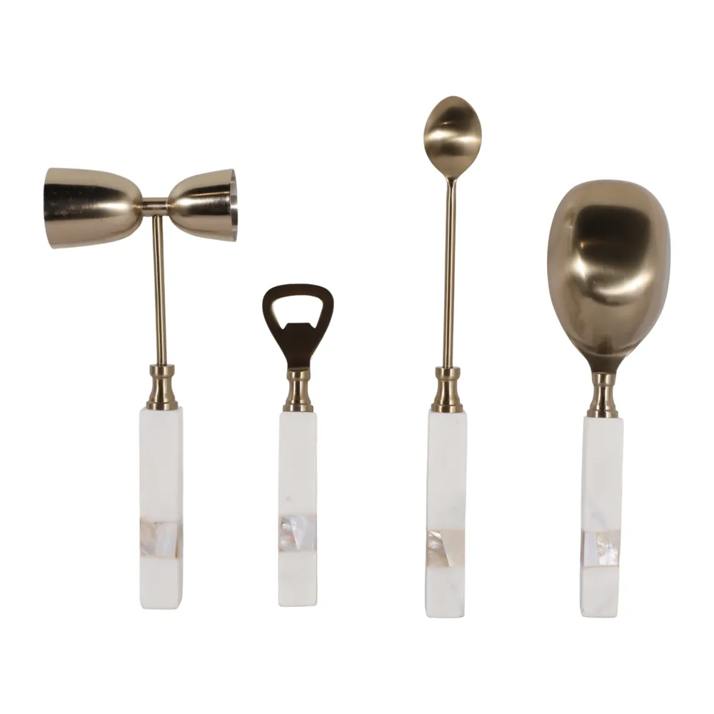 RYECROSS SET OF 4 WHITE BAR ACCESSORIES 2 (IN)