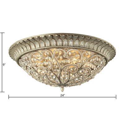 Andalusia 24'' Wide 8-Light Flush Mount - Aged Silver