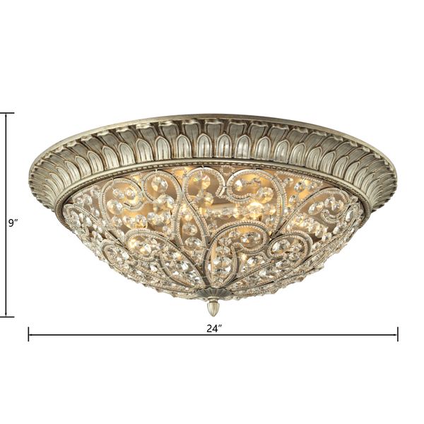 Andalusia 24'' Wide 8-Light Flush Mount - Aged Silver
