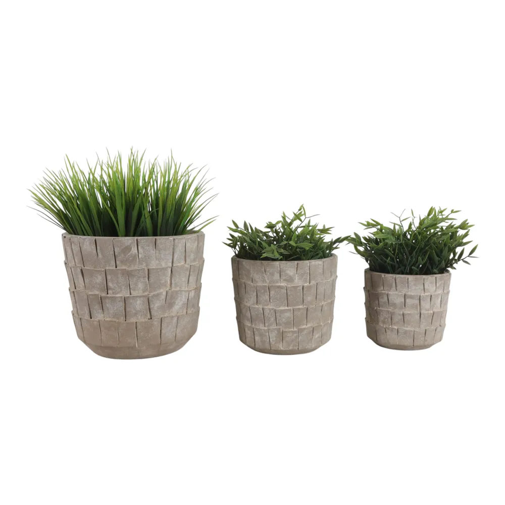 HOUSTONHAVEN SET OF 3 GRAY PLANTER 8 (IN)