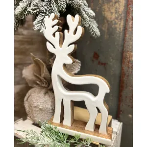 White Enamel Deer 13x8in 2