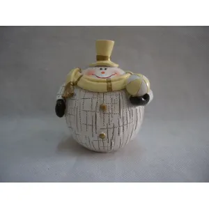 Crackle Snowman with Top Hat of Resin 3.66in 1