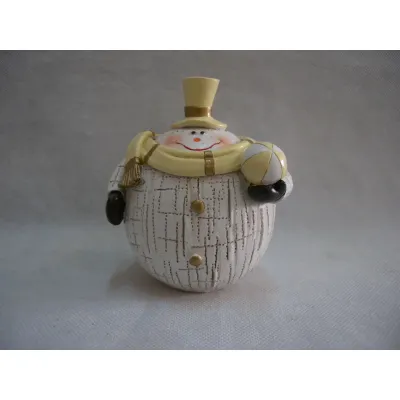 Crackle Snowman with Top Hat of Resin 3.66in