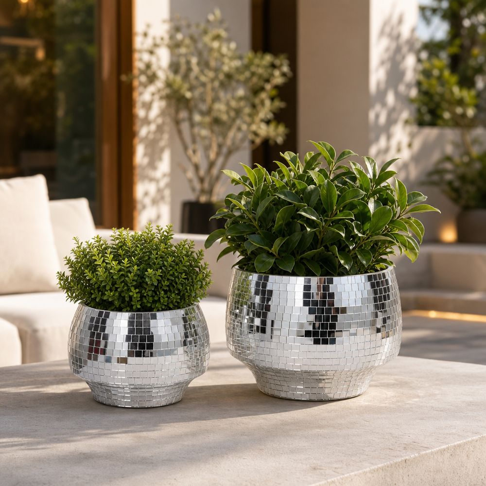 ANTONSHAW SET OF 2 SILVER PLANTER 8 (IN)
