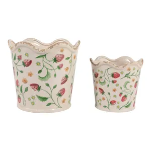REEDHOLM SET OF 2 RED PLANTER 8 (IN) 1