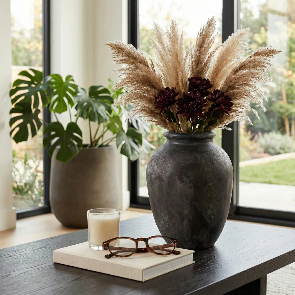DUNCANRUN BLACK VASE 12 (IN)