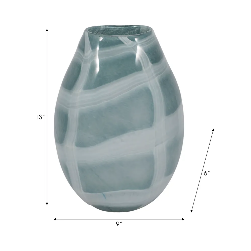 PEARLCREST BLUE GLASS VASE 13 (IN)