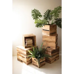 Set of 6 Recycled Pine Display Cubes 1