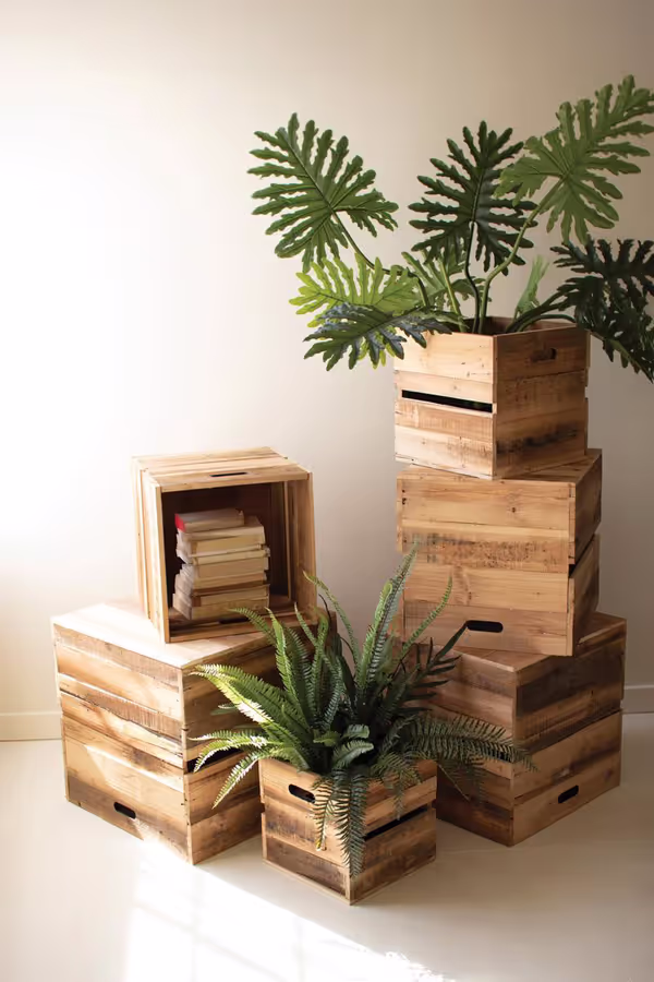Set of 6 Recycled Pine Display Cubes