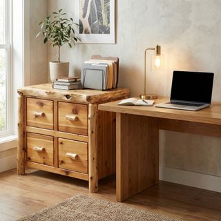 Cedar Log Four Drawer File Cabinet - Weathered