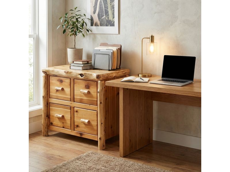 Cedar Log Four Drawer File Cabinet - Weathered 1