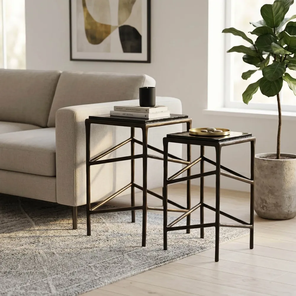 HADWICKBEACH SET OF 2 GOLD TABLE 25 (IN)